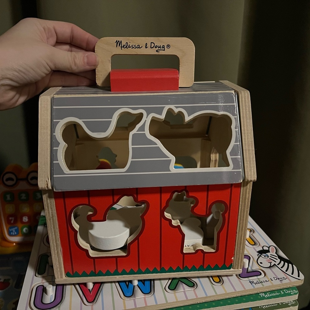 Melissa & Doug Wooden Barn Shape Sorter